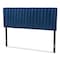 Baxton Studio Emile ModernNavy Blue Velvet Upholstered and Dark Brown Finished Wood Headboard-Full 200-12401-ZORO - alternate 2